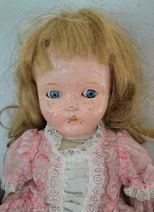 20s 30s Vintage Flirty Eye Tin Head Doll - Picture 1 of 8