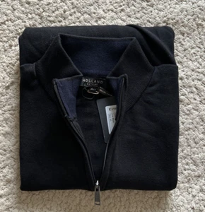 Holland Esquire Cuarto Cremallera Tejido Jersey Inteligente Negro Suéter Algodón XL NUEVO - Imagen 1 de 11