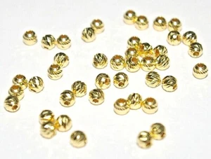 WHOLESALE LOTS 4mm Gold Plated over Sterling Silver 925 LASER CUT Round BEADS - Picture 1 of 18