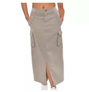 Ladies I Saw It First High Waisted Split Hem Cargo Midi Skirt Sizes from 6 to 18 - Picture 1 of 16