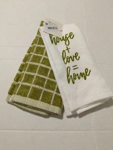HOUSE + LOVE = HOME Handy Towels Kitchen Towels 2 Towels - GREEN - Picture 1 of 1