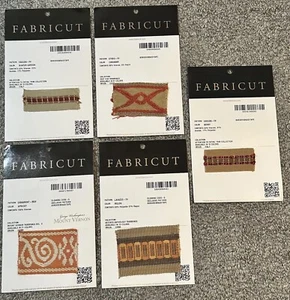 Lote de 5 Muestras de Recortes Fabricut Borde Trenza Cinta Vasuda Lavazzo Etrog - Imagen 1 de 12