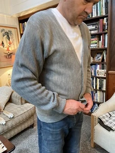 NWT Vtg Izod Grandpa Sweater Mens XL Orlon Acrylic Knit Grey Cardigan Vintage - Picture 1 of 2