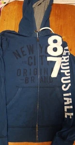 š„Aeropostale 1987 New York Women's Size L Zip Blue Hoodie Sweatshirt Jacket - Picture 1 of 3