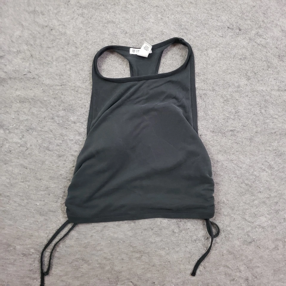 Forever 21 Shirt Womens XS Black Tank Crop Top Workout Sports Bra Padded Ruched - Image 1 of 4