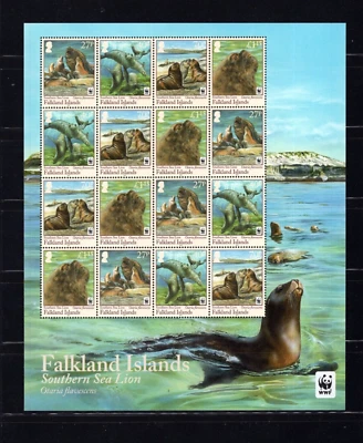 Mini sábana Falkland Islands 1033a Seals Animals 2011 MNH juego completo LP Foto 1 de 2