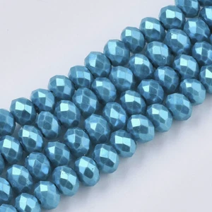 50 Blue Rondelle Beads Glass Crystal Faceted 6x5mm Jewelry Supplies BULK - Picture 1 of 1