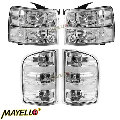 4 piezas faros transparentes + luces traseras para Chevy Silverado 1500 2500 3500HD 2007-2013 Foto 1 de 4