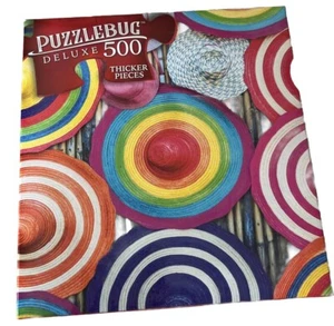 Puzzle bug deluxe 500 piece puzzle striped colorful beach hats - Picture 1 of 3