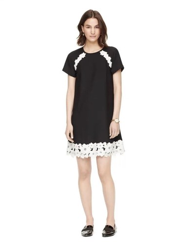 Nuovo! Abito Kate Spade New York $348 con orlo in pizzo e raso in crepe taglia 0