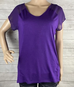 Camisa Two by Vince Camuto Pequeña Púrpura Oscuro Mangas Raglán Transparente Cuerpo de Rayón Suave - Imagen 1 de 12