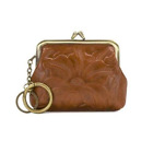 Patricia Nash Borse Coin Purse Kiss Lock Key Fob Lrg Florence Brown Leather Nwt