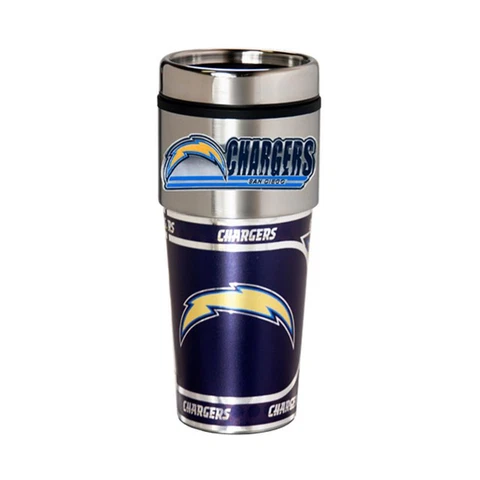 Los Angeles Chargers 16oz Stainless Steel NFL Travel Mug with Embossed Logo Cover