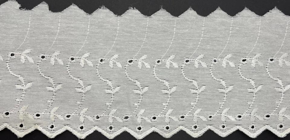 5" WHITE FLAT EYELET EMBROIDERED SEWING TRIM 15 YARDS  - Image 1 of 1