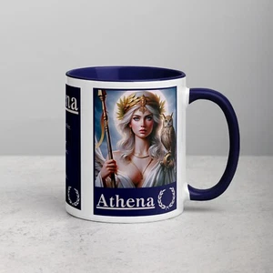Athena Greek Goddess of War, Wisdom and Craft 11oz Coffee Cup Dark Blue! - Picture 1 of 18