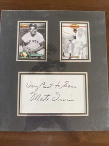 Monte Irvin HOF Signed Index Card Cut Auto Matted With Baseball Cards - Picture 1 of 5