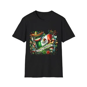 Viva Mexico T-Shirt, Unisex Softstyle Tee, Perfect for Cinco de Mayo, Festival - Picture 1 of 25