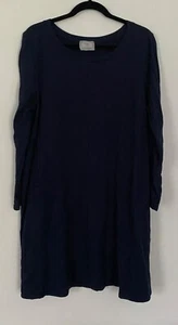 Chalet Et Ceci Navy Stretch Pocket Tunic Long Sleeve Artsy $175 Womens L Dress - Picture 1 of 10