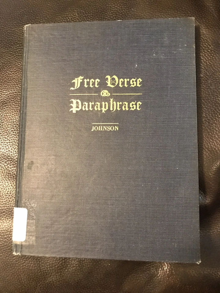 Free Verse & Paraphrase Johnson SIGNED Autograph BOOK 1929 Foto 1 de 3