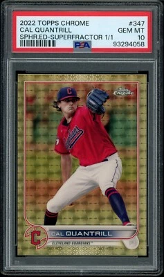 2022 Cal Quantrill 1/1 Superfractor Topps Chrome Cleveland Indians Guardians - Image 1 of 2