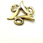 Beautiful Vintage Modernist JERI-LOU Smooth Goldtone Finish Abstract Scarf Clip