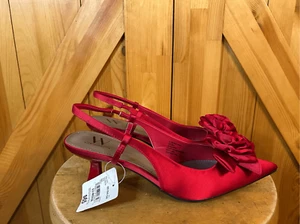 Zapatos de tacón WORTHINGTON PARA MUJER 2" punta puntiaguda satinado rojo rosa talla 9,5 M nuevos con etiquetas - Imagen 1 de 8