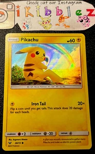 Pikachu 28/73 NM Holo Cool Foil Bleed Shining Legends Arco Iris Arte Tarjeta Pokémon! - Imagen 1 de 2
