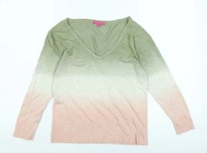 Tu-Chuz Womens Green V-Neck Viscose Pullover Jumper Size 12 - Picture 1 of 10