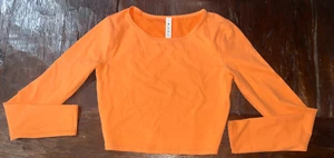 Women's LULULEMON Wunder Train Cropped L/S Athletic Top ORFP Orange Size 6 - Picture 1 of 6