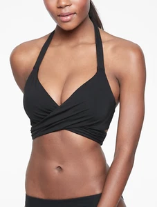 NWT Athleta Bra Cup Halter Bikini Top Black Size 34 B/C #383978* - Picture 1 of 3