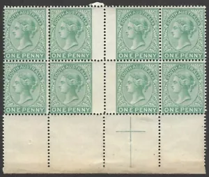South Australia #57 1868 1p blue-green perf.14 proof MNH block of 8 - Picture 1 of 2