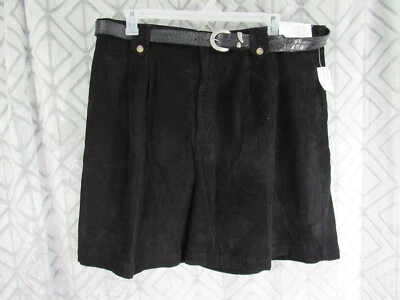 Nuevo Carolina Azul Pana Pantalones Cortos Talla 24 Negro Plisado Bolsillos Cremallera Cinturón Foto 1 de 4