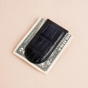 Gray Alligator Leather Money Clip - Picture 1 of 5