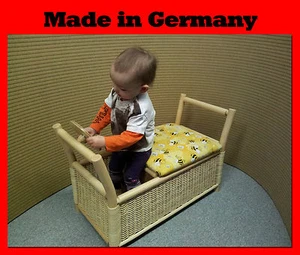 NEU - Kinder Sitz Truhe Bank mit Lenkrad Rattan - Spielzeug Korb Kiste Box Möbel - Bild 1 von 5