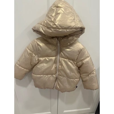 Baby GAP Kids Winter Puffer Coat Metallic Gold Hooded Cold Control Max Jacket 2Y - Image 1 of 4