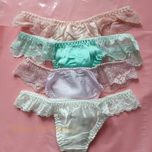 3 Pairs Girls 100% Silk Thongs Bikinis Underwear Panties Size 6-9 Kids Knickers - Picture 1 of 12