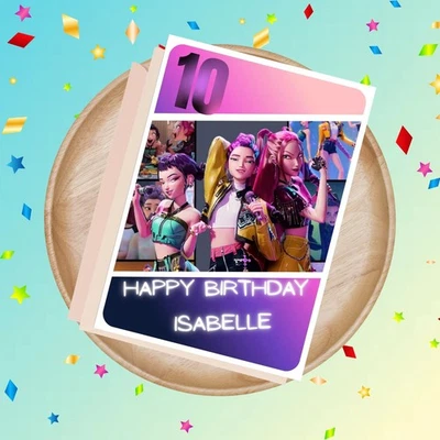 SLEEKIFY KPOP DEMON HUNTERS Personalised Birthday Card - huntr/x rumi mira zoey k-pop