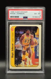 1986-87 Fleer Stickers Magic Johnson #7 PSA 6 HOF LA Lakers - Picture 1 of 2
