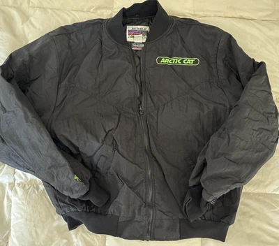 Abrigo de carreras de motos de nieve Arctic Cat vintage para hombre XL negro verde lima logotipo Foto 1 de 4