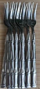 8~Cellar CLF2 Stainless Bamboo Glossy Silverware Flatware COCKTAIL FORKS - Picture 1 of 2