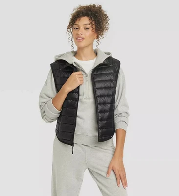Women's Zipper Quilted Relaxed Puffer Vest Poplin Lightweight SIZE SMALL 430-9 - Image 1 of 3
