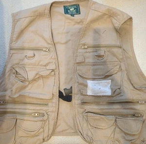 VIntage Crystal River Fishing Vest Mens XL Tan Zip Up Hunt Fish Outdoor Top - Picture 1 of 4