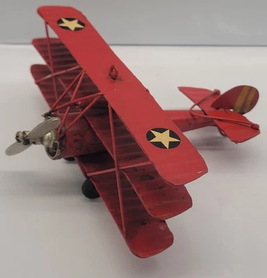 Avión de metal The Red Baron Primera Guerra Mundial Fokker avión de hojalata 6" envergadura Foto 1 de 4