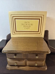 Cassettiera portagioie vintage Avon Decorators 1978 legno con cassetto e scatola interna gialla - Foto 1 di 17