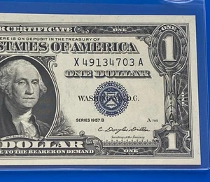 1957B $ 1 DOLLAR SILVER CERTIFICATE Block X-A UNCIRCULATED - Picture 1 of 3