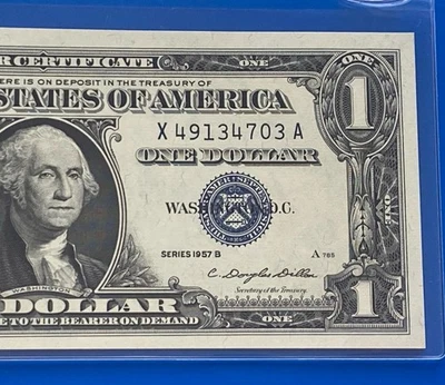 1957B $ 1 DOLLAR SILVER CERTIFICATE Block X-A UNCIRCULATED - Image 1 of 3
