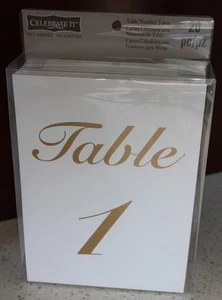 Celebrate It Table Number Tents 1-20 Gold on White - New in Box - Picture 1 of 3