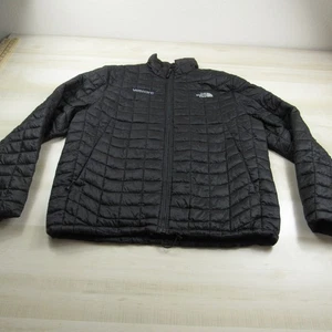 North Face Jacket Mens Large Black Thermoball Puffer Down Outdoor Full Zip - Picture 1 of 18