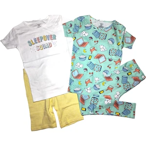 Carter's Girls Sz 8 Pajama 4pc Lot Sleepover Squad Slumber Shorts Cotton NWT - Picture 1 of 6