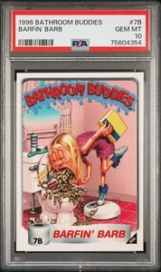 1996 Bathroom Buddies 7b Barfin' Barb PSA 10 GEM MT ORIGINAL POP 1 John Pound ! - Picture 1 of 2